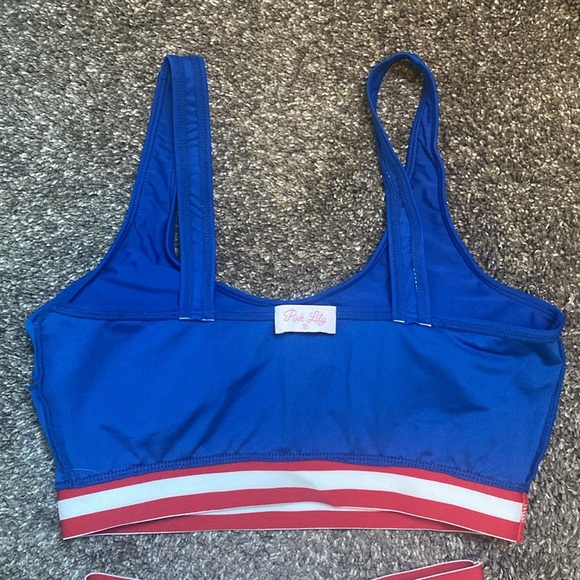 Pink Lily 2 Piece Swimsuit Sports Bra Type Top Bottoms Under Attached Skirt NWOT - Picture 5 of 10